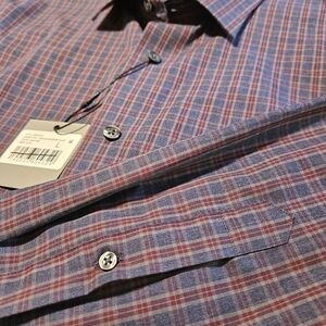 Hickey Freemen NWT Navy/Red Long Sleeve Sport Shirt Large